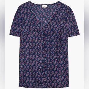 J. Crew Paisley‎ V-Neck Top Size Medium Boho Career